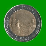 MONEDA DE ITALIA 500 LIRAS, AÑO 1983, BIMETALICA, ESTADO USADA.-