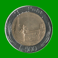 MONEDA DE ITALIA 500 LIRAS, AÑO 1983, BIMETALICA, ESTADO USADA.-
