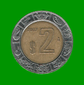 MONEDA DE MEXICO 2 PESOS, BIMETALICA, AÑO 2007, ESTADO USADA.-