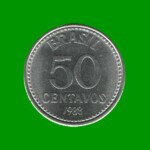 MONEDA DE BRASIL 50 CENTAVOS, AÑO 1988, ESTADO USADA.-