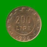 MONEDA DE ITALIA 200 LIRAS, AÑO 1998, ESTADO USADA.-