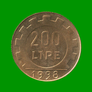 MONEDA DE ITALIA 200 LIRAS, AÑO 1998, ESTADO USADA.-