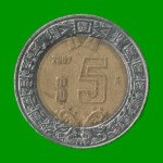 MONEDA DE MEXICO 5 PESOS, BIMETALICA, AÑO 2007, ESTADO USADA.-