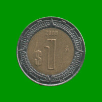 MONEDA DE MEXICO 1 PESO, BIMETALICA, AÑO 2008, ESTADO USADA.-