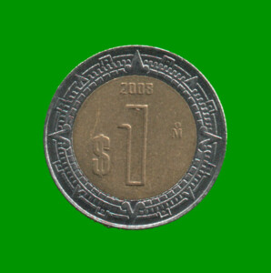 MONEDA DE MEXICO 1 PESO, BIMETALICA, AÑO 2008, ESTADO USADA.-
