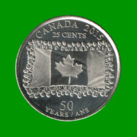 MONEDA DE CANADA 25 CENTAVOS, AÑO 2015, CONMEMORATIVA, BANDERA Y PERSONAS, ESTADO NUEVA.-