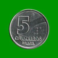 MONEDA DE BRASIL 5 CRUZEIROS, AÑO 1991 ESTADO USADA.-