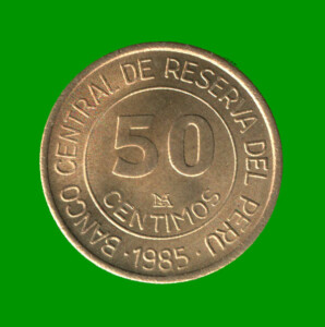 MONEDA DE PERU 50 CENTIMOS, AÑO 1985, ESTADO USADA.-