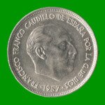 MONEDA DE ESPAÑA 25 PASETAS, AÑO 1957, ESTADO USADA.- - Imagen 2