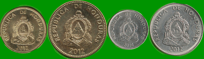 HONDURAS SET DE CUATRO MONEDAS 5, 10, 20 Y 50 CENTAVOS, AÑO 2012/ 2014, ESTADO NUEVAS.- - Imagen 2