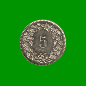 MONEDA DE SUIZA 5 RAPPEN, AÑO 1974, ESTADO USADA.-
