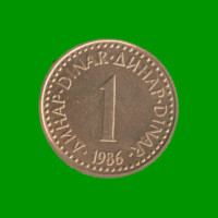 MONEDA DE YUGOSLAVIA 1 DINAR, AÑO 1986, ESTADO USADA.-