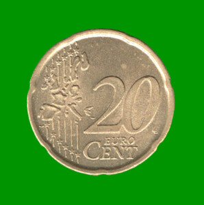 MONEDA DE ESPAÑA 20 CENTAVOS DE EURO, AÑO 1999, ESTADO USADA.-