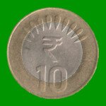 MONEDA DE INDIA 10 RUPIAS, AÑO 2016, BIMETALICA, ESTADO USADA.-