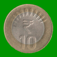 MONEDA DE INDIA 10 RUPIAS, AÑO 2016, BIMETALICA, ESTADO USADA.-