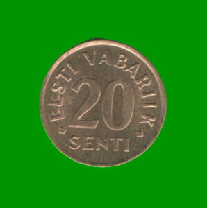 MONEDA DE ESTONIA 20 SENT, AÑO 1992, ESTADO USADA.-