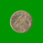 MONEDA DE SINGAPUR 5 CENTIMOS, AÑO 1995, ESTADO USADA.-