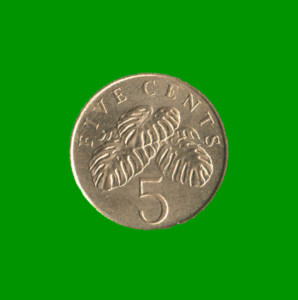 MONEDA DE SINGAPUR 5 CENTIMOS, AÑO 1995, ESTADO USADA.-