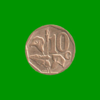 MONEDA DE SUDAFRICA 10 CENTIMOS, AÑO 2003, ESTADO USADA.-
