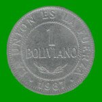 MONEDA DE BOLIVIA 1 BOLIVIANO, AÑO 1987, ESTADO USADA.-