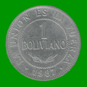 MONEDA DE BOLIVIA 1 BOLIVIANO, AÑO 1987, ESTADO USADA.-