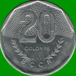 MONEDA DE COSTA RICA 20 COLONES, AÑO 1985, ESTADO USADA.-