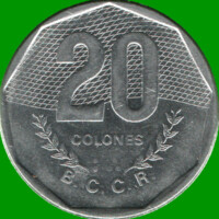 MONEDA DE COSTA RICA 20 COLONES, AÑO 1985, ESTADO USADA.-