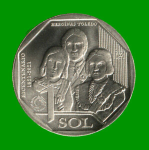 MONEDA DE PERU 1 SOL, AÑO 2020, CONMEMORATIVA, HEROINAS TOLEDO, ESTADO NUEVA.-