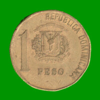 MONEDA DE REPUBLICA DOMINICA 1 PESO, AÑO 1991, ESTADO USADA.-