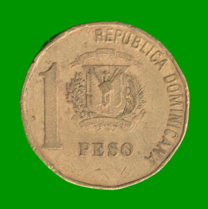 MONEDA DE REPUBLICA DOMINICA 1 PESO, AÑO 1991, ESTADO USADA.-