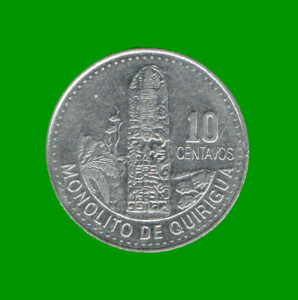 MONEDA DE GUATEMALA 10 CENTAVOS, AÑO 2009, ESTADO USADA.-