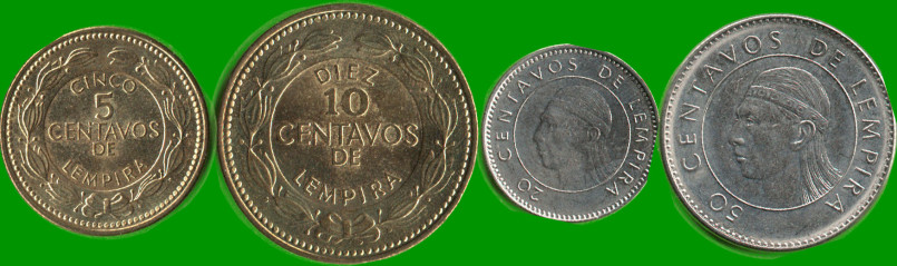 HONDURAS SET DE CUATRO MONEDAS 5, 10, 20 Y 50 CENTAVOS, AÑO 2012/ 2014, ESTADO NUEVAS.-