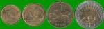 URUGUAY SET DE CUATRO MONEDAS 1, 2, 5 Y 10 PESOS, AÑO 2011/ 2012, ESTADO NUEVAS.-