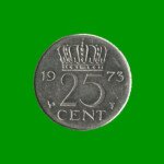MONEDA DE HOLANDA 25 CENTAVOS, AÑO 1973, ESTADO USADA.-