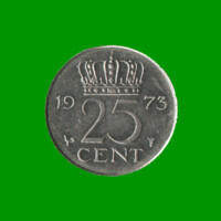 MONEDA DE HOLANDA 25 CENTAVOS, AÑO 1973, ESTADO USADA.-