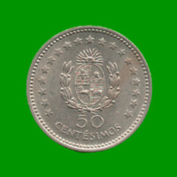 MONEDA DE URUGUAY 50 CENTECIMOS, AÑO 1960, ESTADO USADA.-