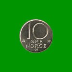 MONEDA DE NORUEGA 10 ORE, AÑO 1976, ESTADO USADA.-
