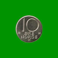 MONEDA DE NORUEGA 10 ORE, AÑO 1976, ESTADO USADA.-