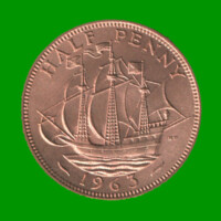 MONEDA DE REINO UNIDO 1/2 PENIQUE, AÑO 1963, ESTADO USADA.-
