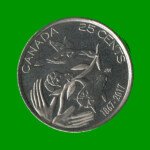 MONEDA DE CANADA 25 CENTAVOS, AÑO 2017, CONMEMORATIVA, MANOS, FLORA Y FAUNA, ESTADO NUEVA.-