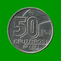 MONEDA DE BRASIL 50 CRUZEIROS, AÑO 1992 ESTADO USADA.-