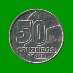 MONEDA DE BRASIL 50 CRUZEIROS, AÑO 1992 ESTADO USADA.-