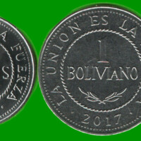BOLIVIA SET DE SEIS MONEDAS 10, 20 Y 50 CENTAVOS Y 1, 2, 5 BOLIVIANOS (BIMETALICA), AÑO 2012/2017, ESTADO NUEVAS.-