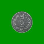 MONEDA DE URUGUAY  5 NUEVOS PESOS, AÑO 1989, ESTADO USADA.-