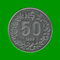 MONEDA DE URUGUAY  50 NUEVOS PESOS, AÑO 1989, ESTADO USADA.-