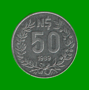 MONEDA DE URUGUAY  50 NUEVOS PESOS, AÑO 1989, ESTADO USADA.-