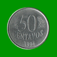 MONEDA DE BRASIL 50 CENTAVOS, AÑO 1994 ESTADO USADA.-