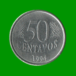 MONEDA DE BRASIL 50 CENTAVOS, AÑO 1994 ESTADO USADA.-