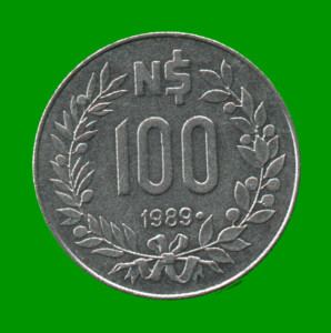 MONEDA DE URUGUAY  100 NUEVOS PESOS, AÑO 1989, ESTADO USADA.-