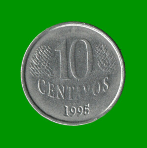 MONEDA DE BRASIL 10 CENTAVOS, AÑO 1995 ESTADO USADA.-